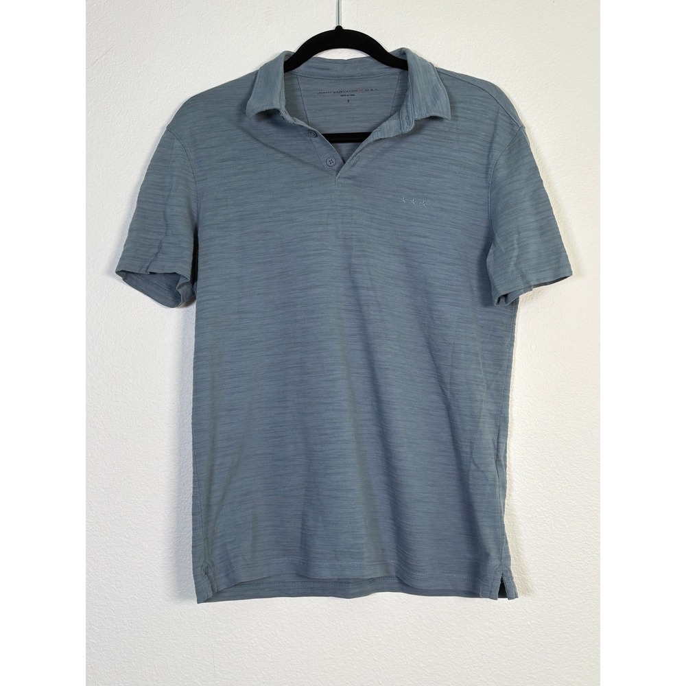 John Varvatos USA Mens Blue Slub Cotton Short Sleeve Polo Shirt K3829V1B Size S